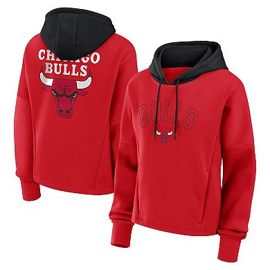Women's Fanatics Athletic Red Chicago Bulls Post Up Boxy Pullover Hoodie