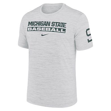 Men's Nike Ash Michigan State Spartans Velocity Baseball Wordmark Stack Dri-FIT T-Shirt