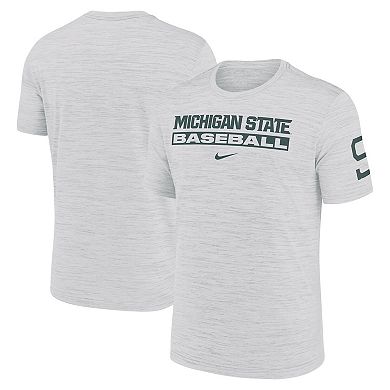 Men's Nike Ash Michigan State Spartans Velocity Baseball Wordmark Stack Dri-FIT T-Shirt