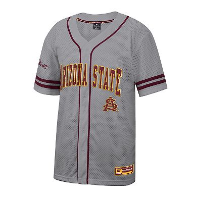 Men's Colosseum Gray Arizona State Sun Devils Free Spirited Baseball Jersey