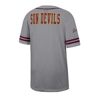 Men's Colosseum Gray Arizona State Sun Devils Free Spirited Baseball Jersey