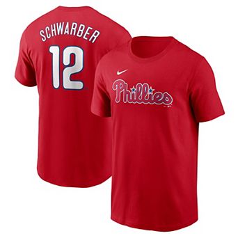 Men's Nike Kyle Schwarber Red Philadelphia Phillies Fuse Name & Number T-Shirt