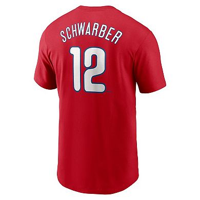 Men's Nike Kyle Schwarber Red Philadelphia Phillies Fuse Name & Number T-Shirt