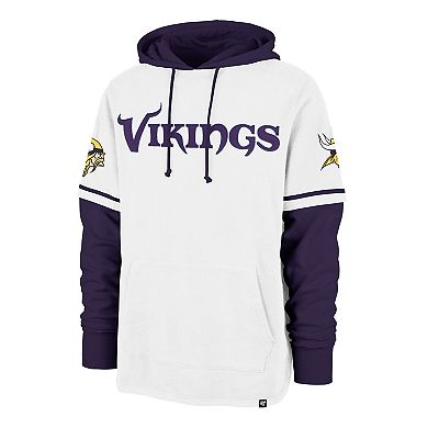 Men's '47 White Minnesota Vikings Trifecta Shortstop Pullover Hoodie
