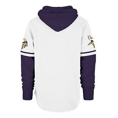 Men's '47 White Minnesota Vikings Trifecta Shortstop Pullover Hoodie