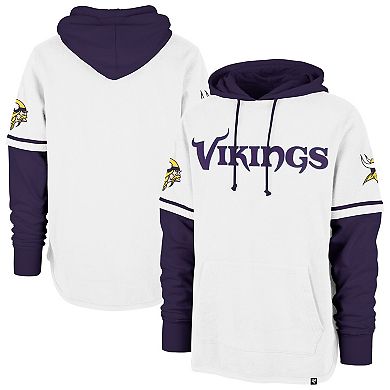 Men's '47 White Minnesota Vikings Trifecta Shortstop Pullover Hoodie