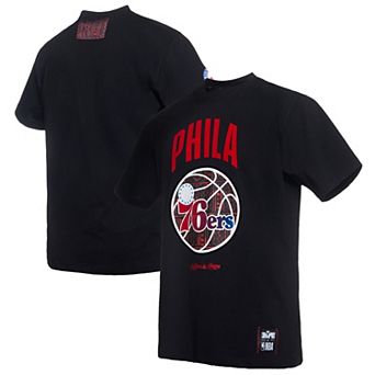 Men's NBA x Two Hype Black Philadelphia 76ers Culture & Hoops Collection Premium T-Shirt