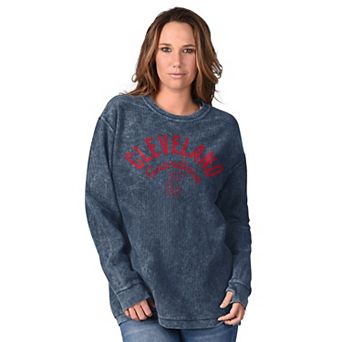Women's G-III 4Her by Carl Banks Navy Cleveland Guardians Comfy Cord Pullover Sweatshirt