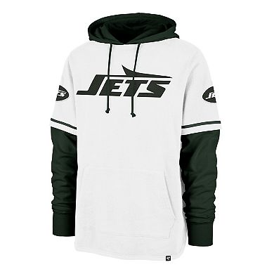 Men's '47 White New York Jets Trifecta Shortstop Pullover Hoodie