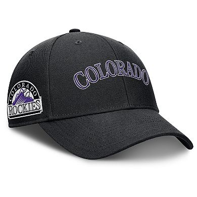 Men's Nike Black Colorado Rockies Rise Gaberdine Adjustable Hat