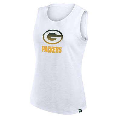 Women's Fanatics White Green Bay Packers Slub Tank Top
