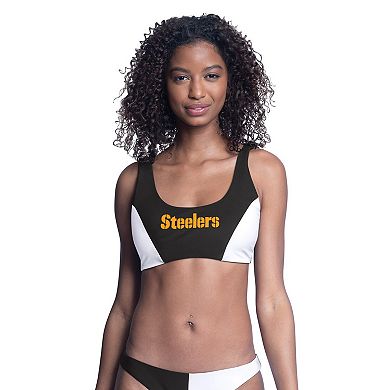 Women's G-III 4Her by Carl Banks Black Pittsburgh Steelers Brief Game Bikini Top