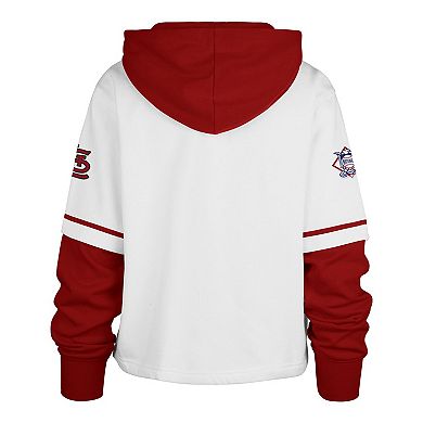 Women's '47 White St. Louis Cardinals Trifecta Shortstop Cropped Pullover Hoodie