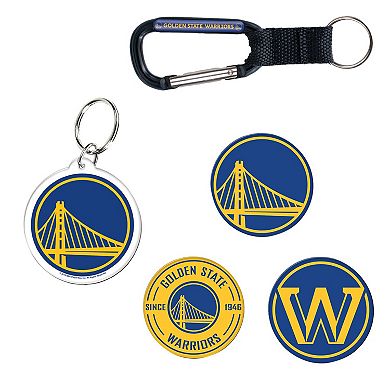 WinCraft Golden State Warriors 5-Pack Key Ring and Fridge Magnet Set