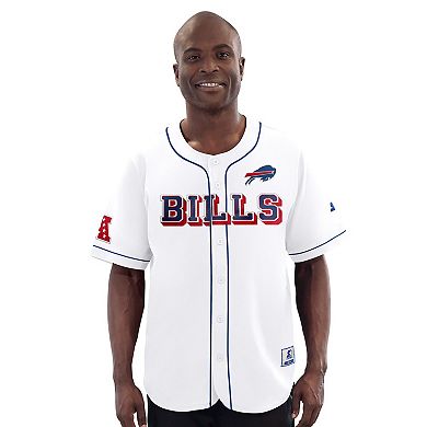 Men's Starter White Buffalo Bills Relay Full-Button Baseball Jersey