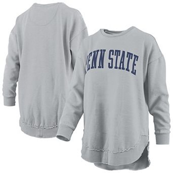 Women's Pressbox Gray Penn State Nittany Lions Melange Poncho Vintage Fleece Long Sleeve Pullover Sweatshirt