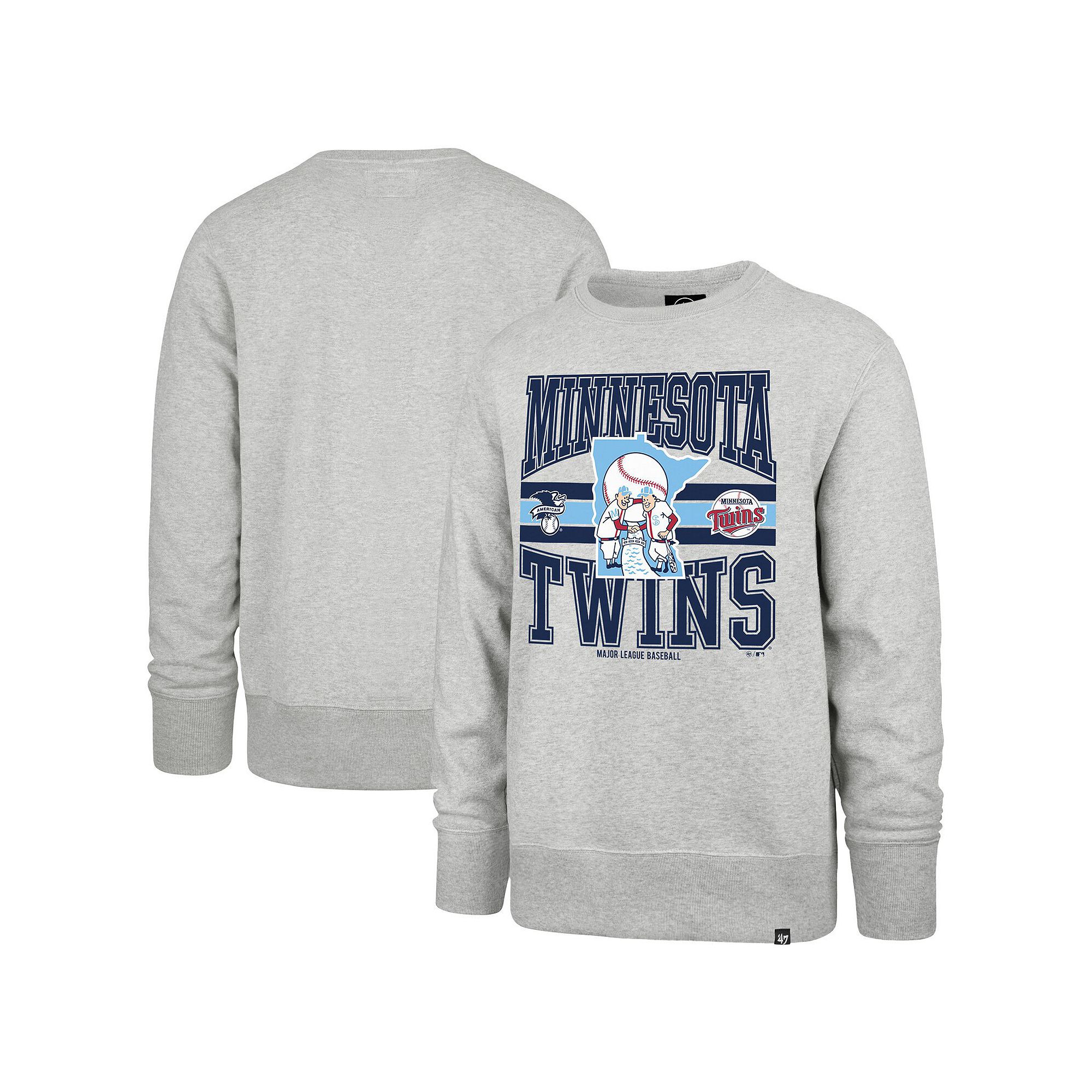 Mens 47  Gray Minnesota Twins Letters Headline Pullover Sweatshirt, Size: