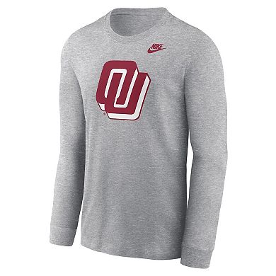 Men's Nike Heather Gray Oklahoma Sooners Alternate Logo Long Sleeve T-Shirt