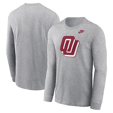 Men's Nike Heather Gray Oklahoma Sooners Alternate Logo Long Sleeve T-Shirt