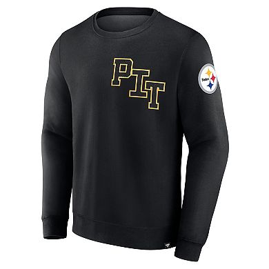 Men's Fanatics Black Pittsburgh Steelers Varsity Letter Fleece Pullover Sweatshirt