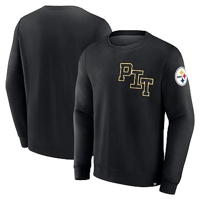 Men's Fanatics Black Pittsburgh Steelers Varsity Letter Fleece Pullover Sweatshirt