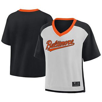 Women's Fanatics Black/Graphite Baltimore Orioles Oversized Race To Win V-Neck T-Shirt