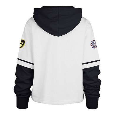 Women's '47 White Milwaukee Brewers Trifecta Shortstop Cropped Pullover Hoodie