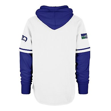 Men's '47 White Seattle Seahawks Throwback Shortstop Pullover Hoodie