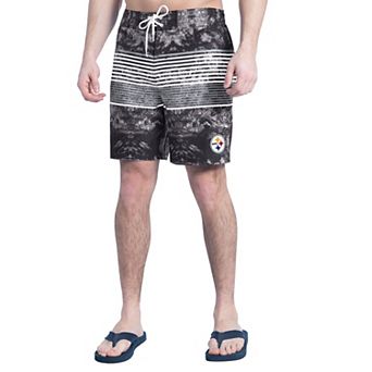 Men's G-III Sports by Carl Banks Black/Gray Pittsburgh Steelers Horizon Volley Swim Shorts