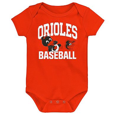 Infant Orange Baltimore Orioles Batter Up 3-Pack Bodysuit Set