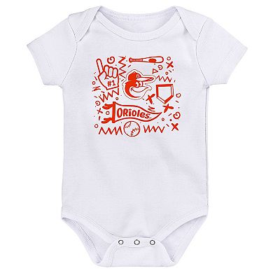 Infant Orange Baltimore Orioles Batter Up 3-Pack Bodysuit Set