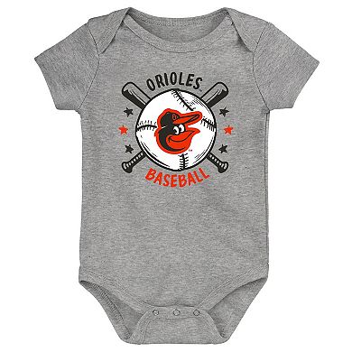 Infant Orange Baltimore Orioles Batter Up 3-Pack Bodysuit Set