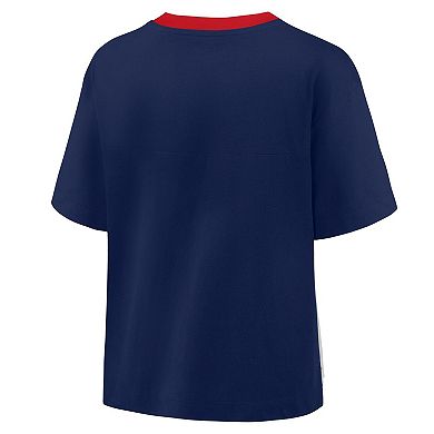 Women's Fanatics Navy/Graphite Boston Red Sox Oversized Race To Win V-Neck T-Shirt
