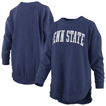 Women's Pressbox Navy Penn State Nittany Lions Melange Poncho Vintage Fleece Long Sleeve Pullover Sweatshirt