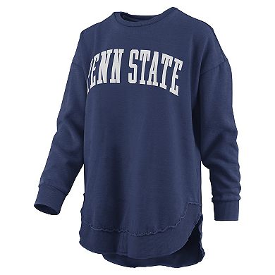 Women's Pressbox Navy Penn State Nittany Lions Melange Poncho Vintage Fleece Long Sleeve Pullover Sweatshirt