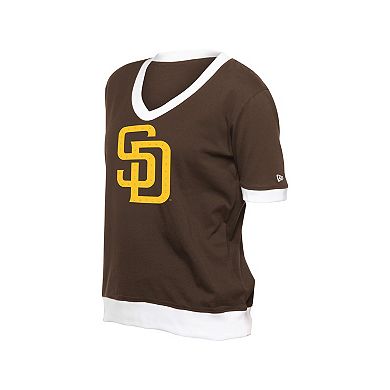 Women's�New Era Brown San Diego Padres Game Day Rhinestone V-Neck T-Shirt