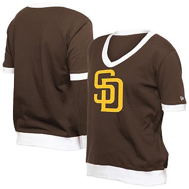 Women's�New Era Brown San Diego Padres Game Day Rhinestone V-Neck T-Shirt