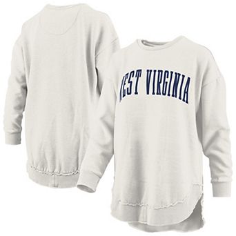 Women's Pressbox Oatmeal West Virginia Mountaineers Melange Poncho Vintage Fleece Long Sleeve Pullover Sweatshirt