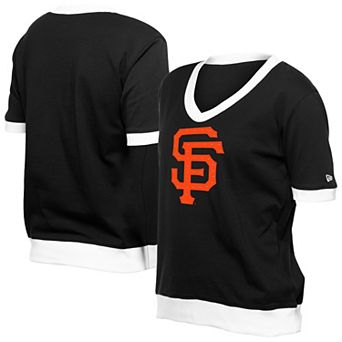 Women's New Era Black San Francisco Giants Game Day Rhinestone V-Neck T-Shirt