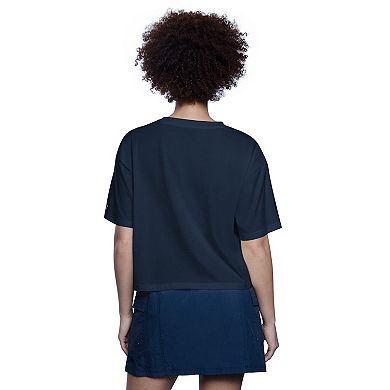 Women's Starter Navy Milwaukee Brewers Play the Ball Boxy Cropped T-Shirt