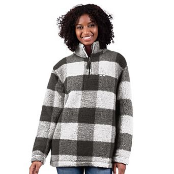 Women's G-III 4Her by Carl Banks Gray Los Angeles Dodgers 24/7 Plaid Quarter-Zip Sherpa Jacket