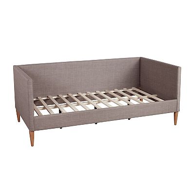 Daybed with Wooden Frame and Fabric Upholstery, Dark Gray