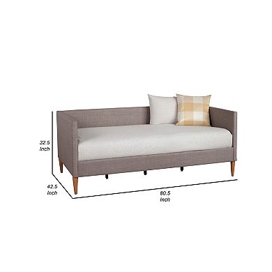 Daybed with Wooden Frame and Fabric Upholstery, Dark Gray