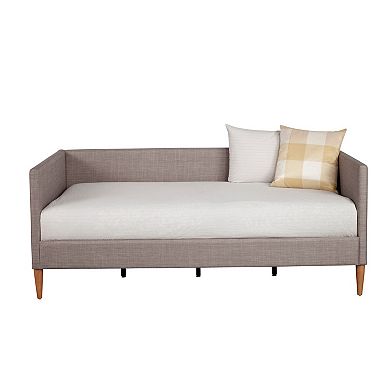 Daybed with Wooden Frame and Fabric Upholstery, Dark Gray