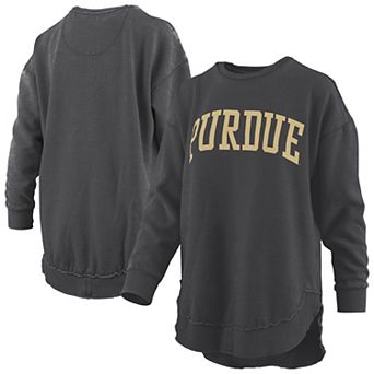 Women's Pressbox Black Purdue Boilermakers Melange Poncho Vintage Fleece Long Sleeve Pullover Sweatshirt