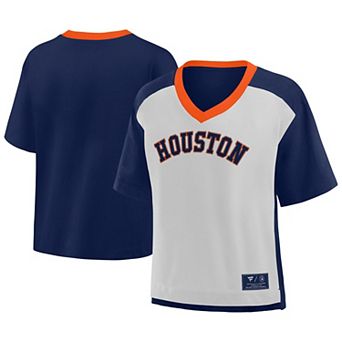 Women's Fanatics Navy/Graphite Houston Astros Oversized Race To Win V-Neck T-Shirt