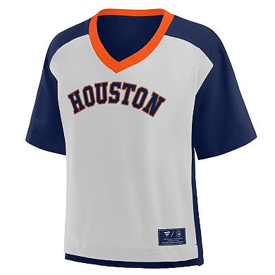 Women's Fanatics Navy/Graphite Houston Astros Oversized Race To Win V-Neck T-Shirt