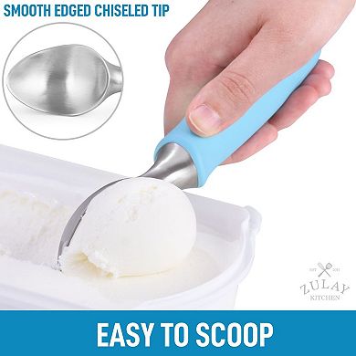 Zulay Kitchen Heavy Duty Stainless Steel Ice Cream Scooper with Non-slip Rubber Grip