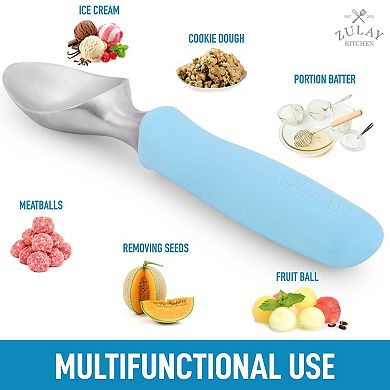 Zulay Kitchen Heavy Duty Stainless Steel Ice Cream Scooper with Non-slip Rubber Grip