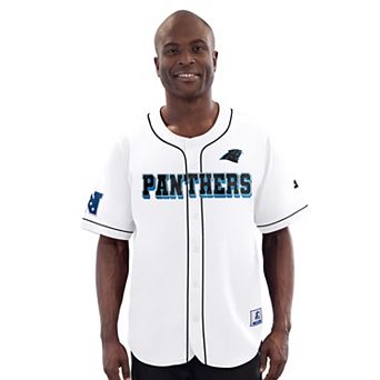 Men's Starter White Carolina Panthers Relay Full-Button Baseball Jersey